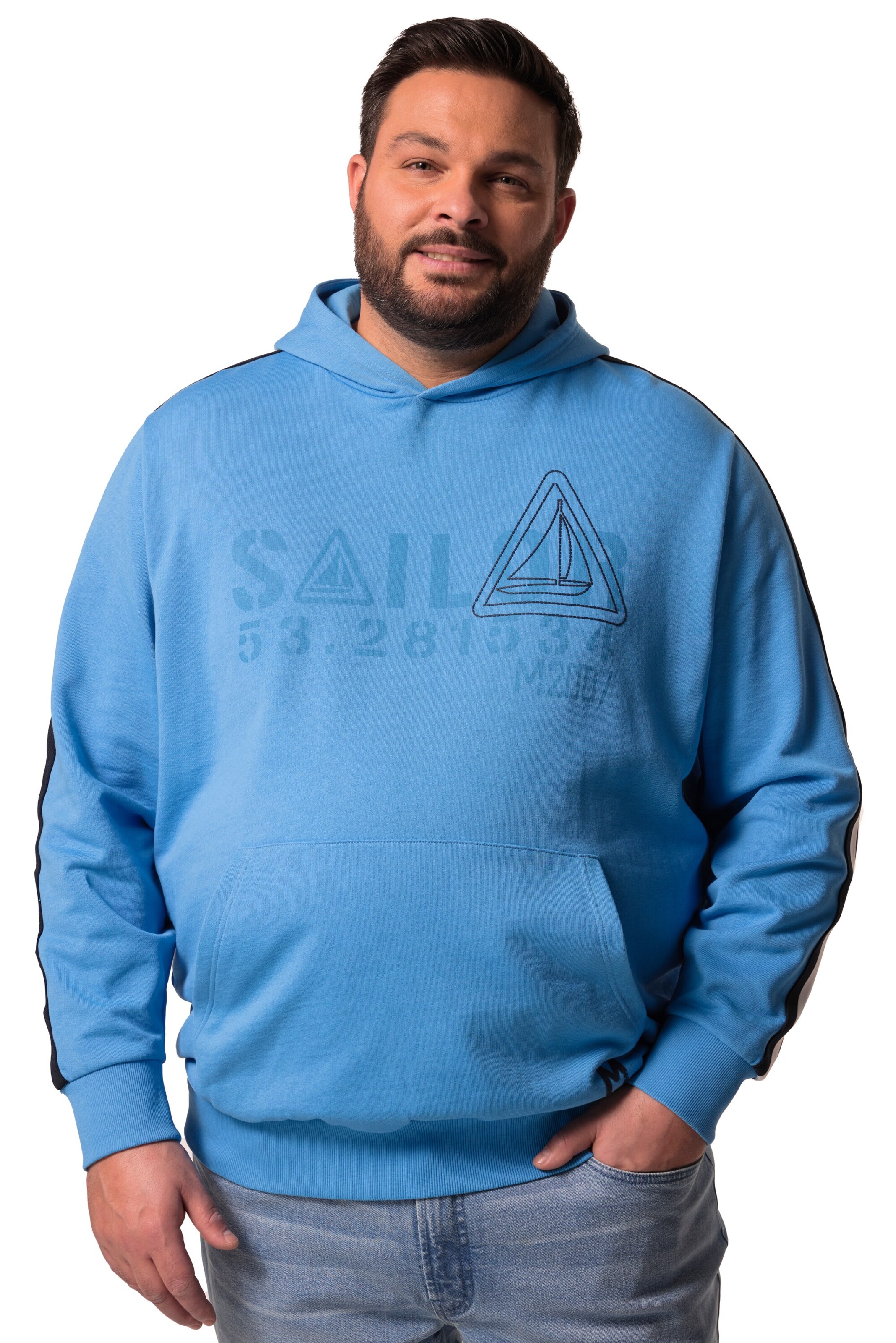 Men Plus Sweatshirt in Blue: front