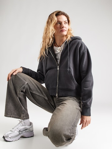 WEEKDAY Zip-Up Hoodie 'Tonia' in Black: front