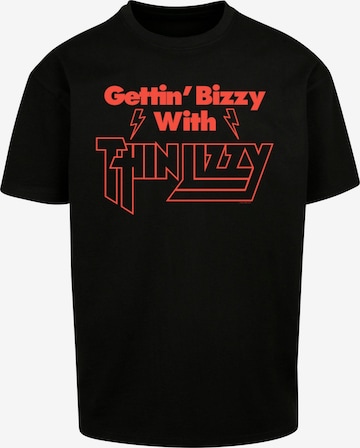 Merchcode Shirt 'Thin Lizzy - Gettin Bizzy' in Zwart: voorkant