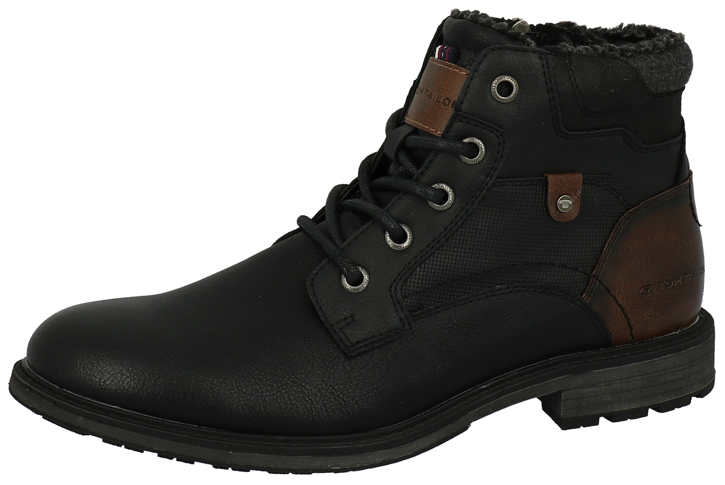 TOM TAILOR Lace-Up Boots in Black: front