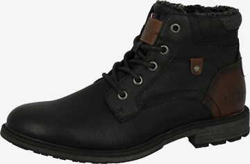 TOM TAILOR Lace-Up Boots in Black: front