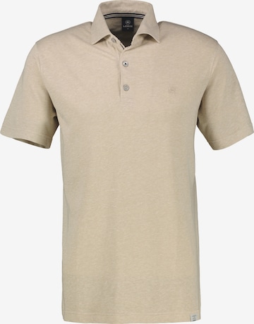 LERROS Poloshirt aus Baumwoll-Leinen-Mix in moderner 2-Tone-Optik in Beige: Vorderseite
