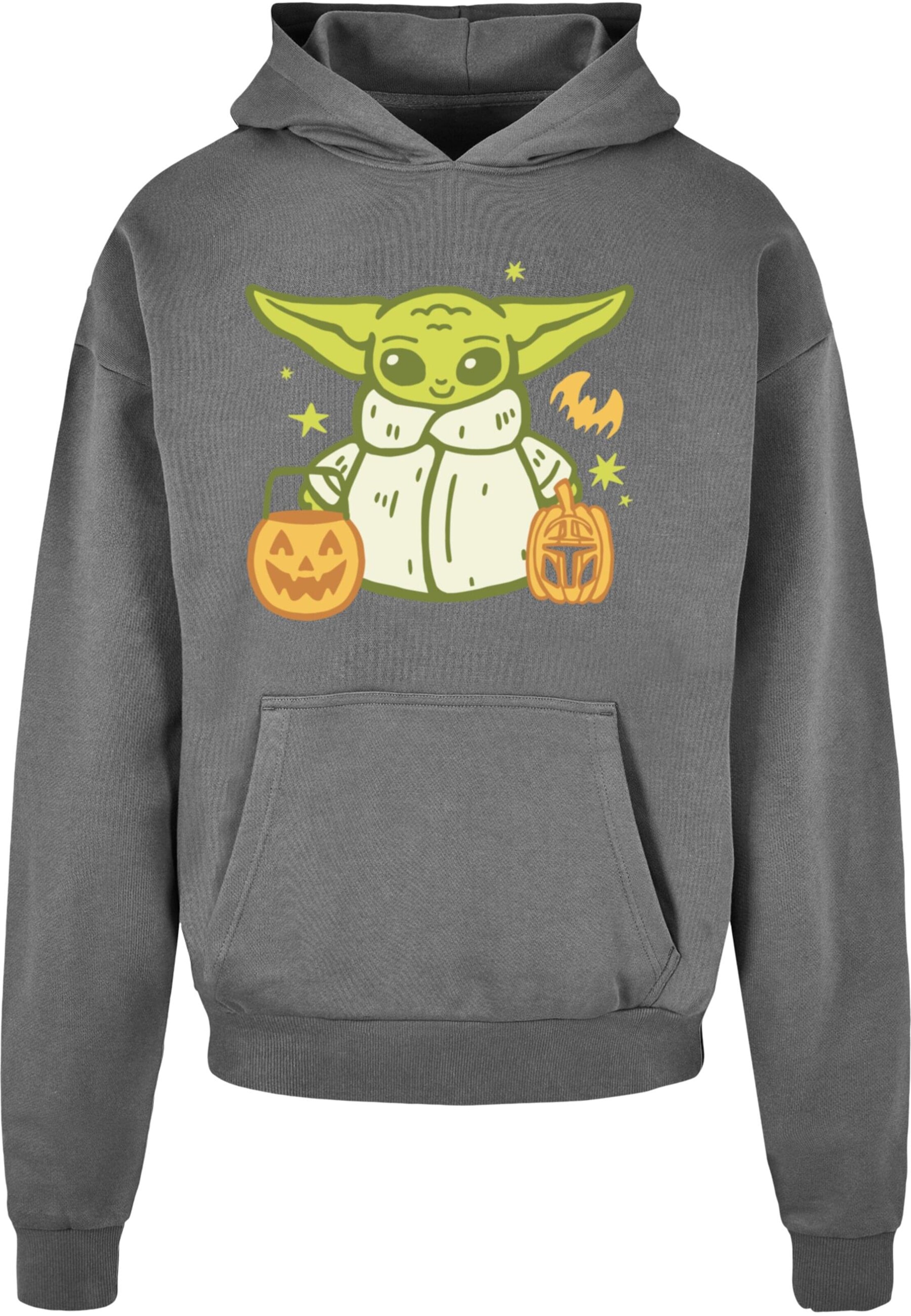 ABSOLUTE CULT Sweatshirt 'Star Wars - Grogu Halloween Trick Or Treat' in Grijs: voorkant