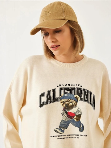 Bianco Lucci Oversized trui in Beige