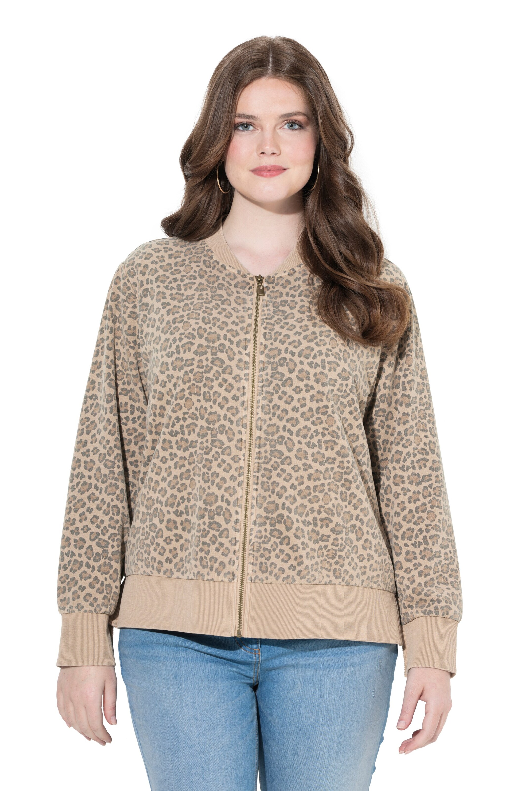 Ulla Popken Jopa na zadrgo | rjava barva: sprednja stran