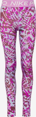 NIKE Skinny Workout Pants 'PRO' in Pink: front