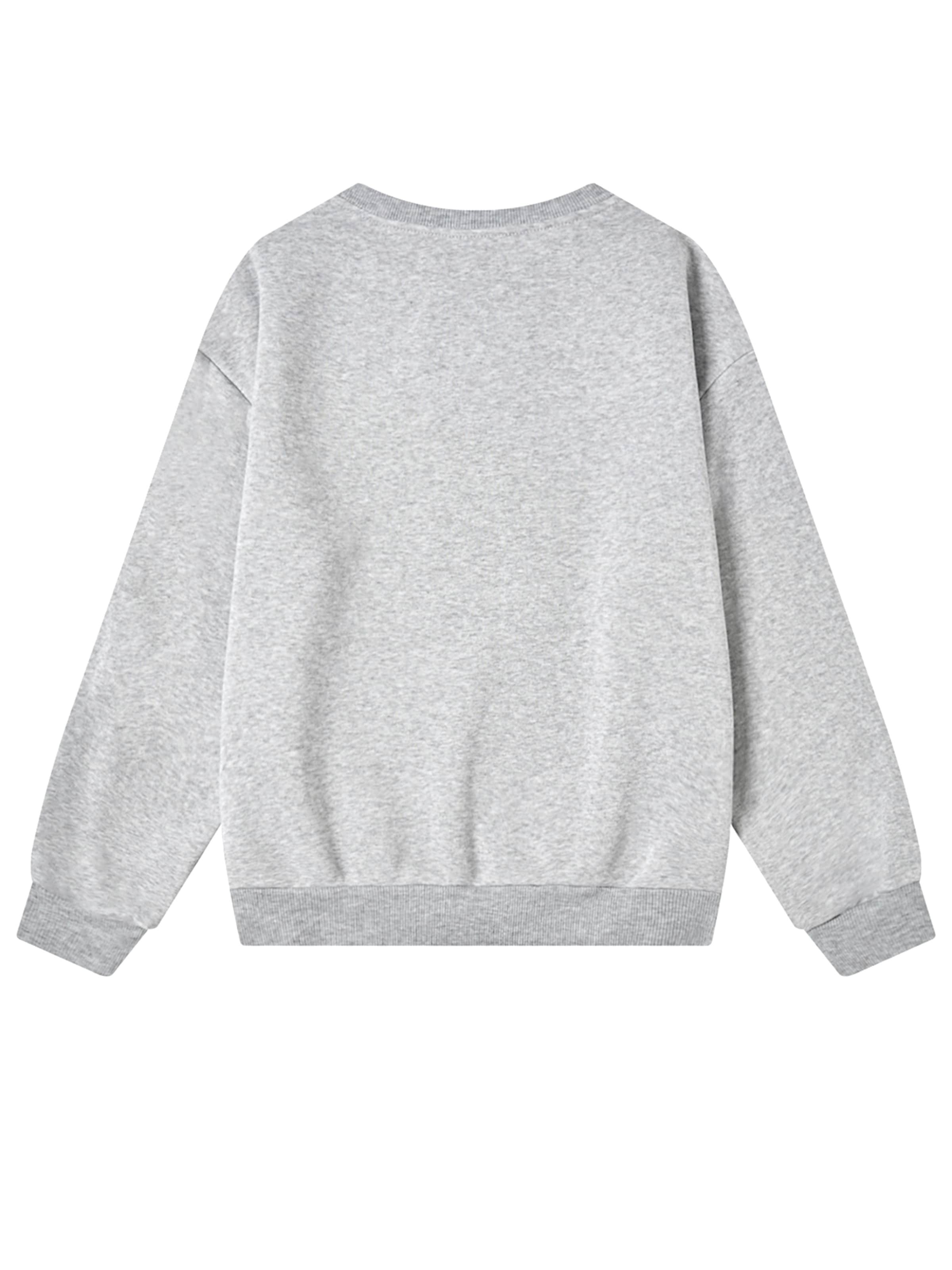 GORHEY - Jersey 'Women's Crew Neck Sweatshirt with Elk Print & Fleece Lining for Winter' en gris