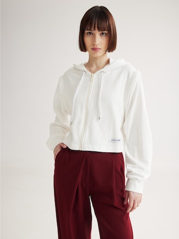 4TAILORS Collegetakki 'Flow' värissä valkoinen: etupuoli