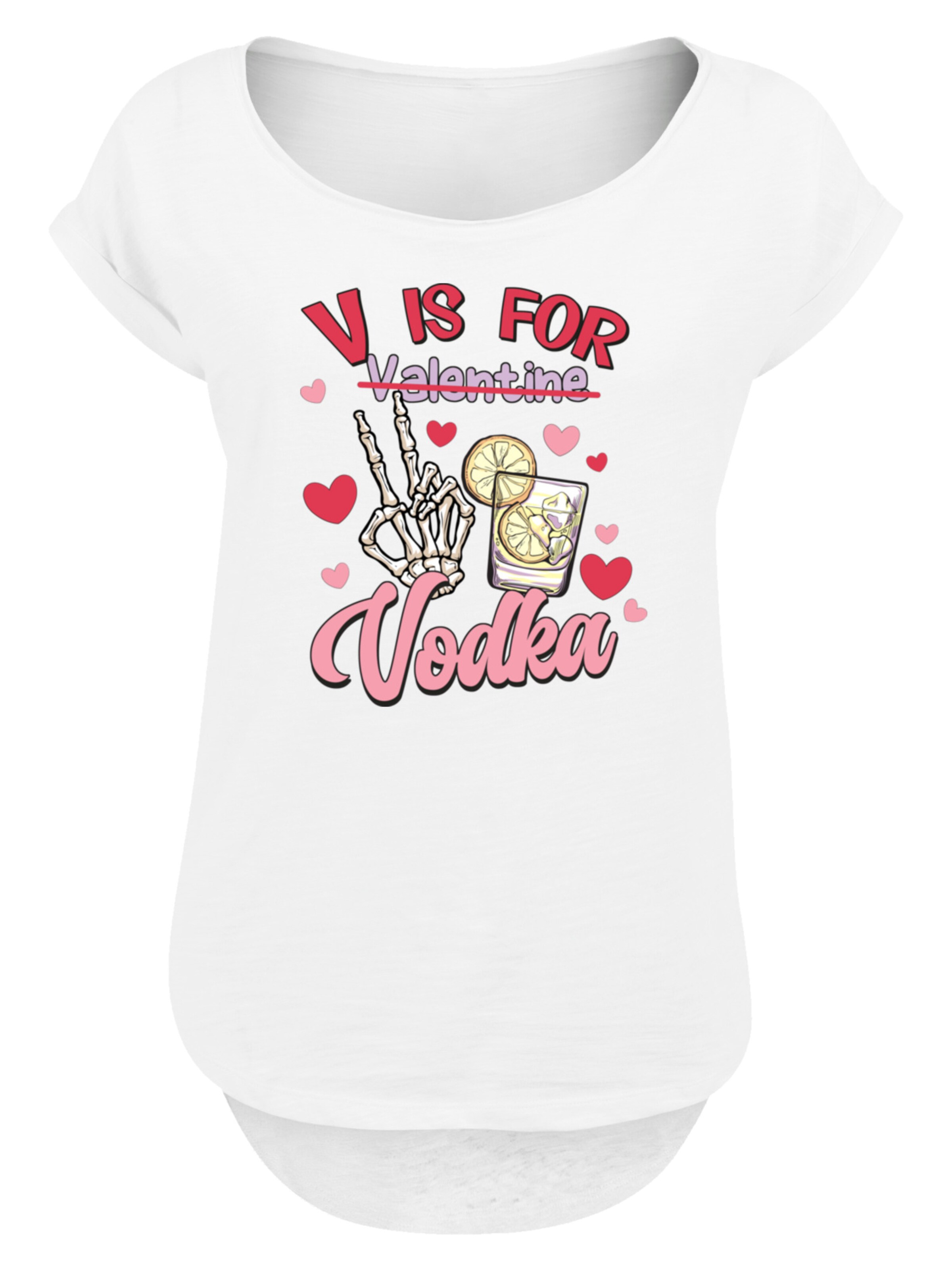 T-shirt 'Anti Valentinstag V Is For Vodka' F4NT4STIC en blanc : devant