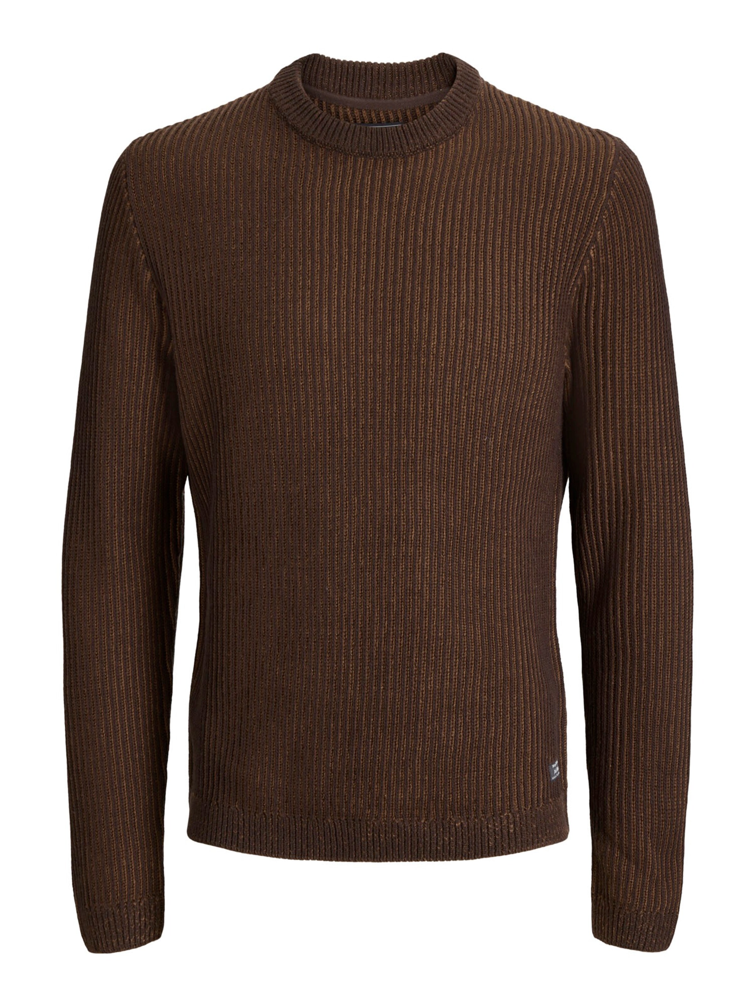 JACK & JONES Пуловер 'JJEDOVER' в кафяво: отпред