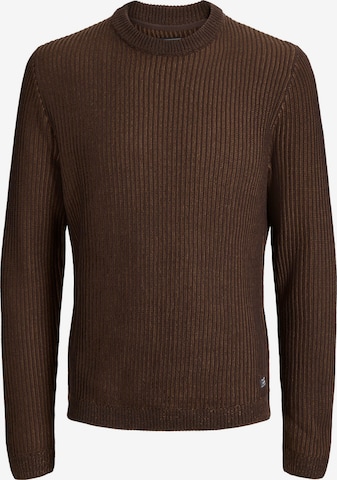 JACK & JONES Пуловер 'JJEDOVER' в кафяво: отпред