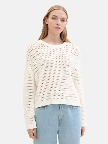 TOM TAILOR DENIM Sweater in White: front