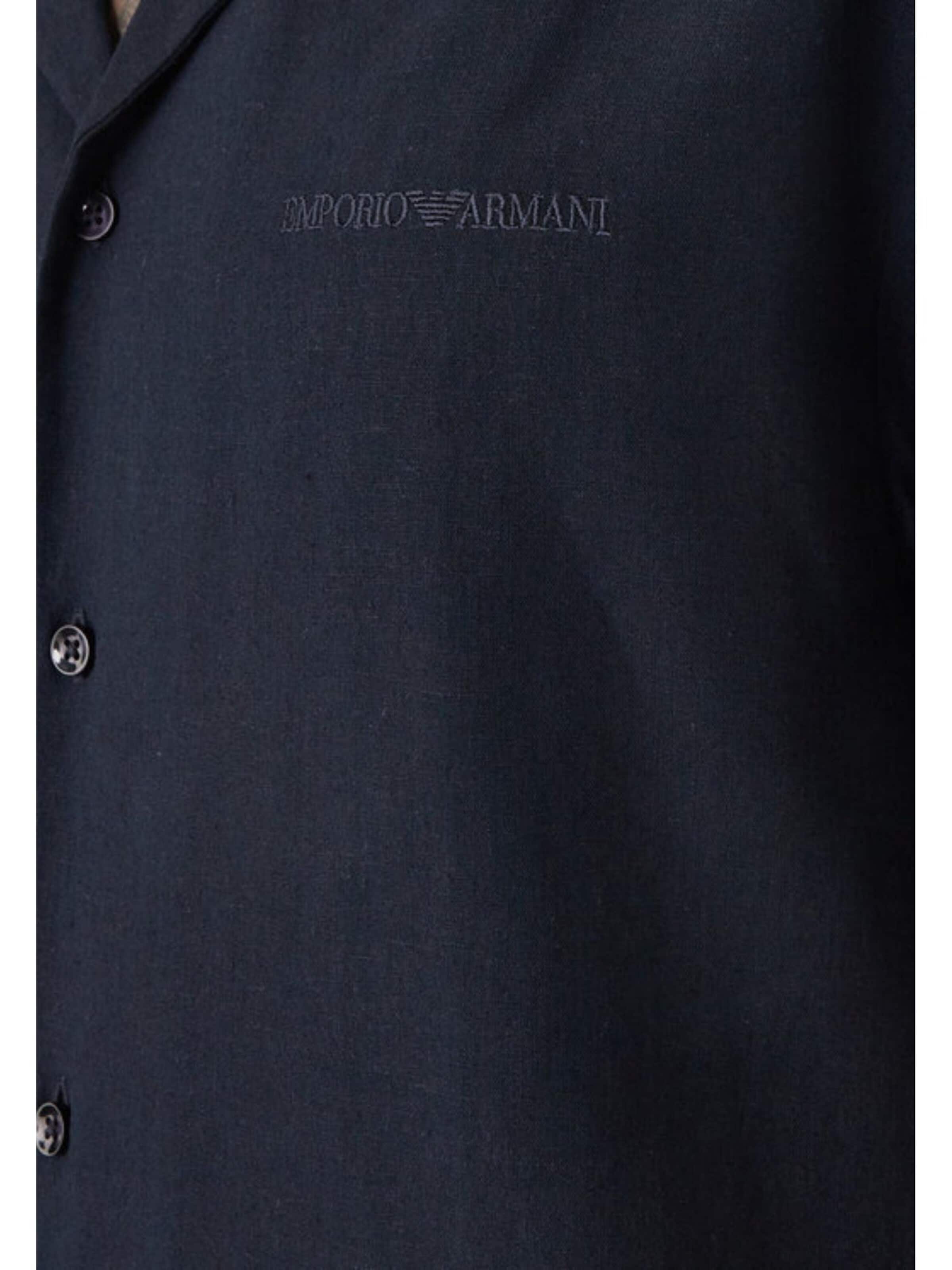 Emporio Armani - Camisa 'Linen Blend Beachwear Shirt' en azul