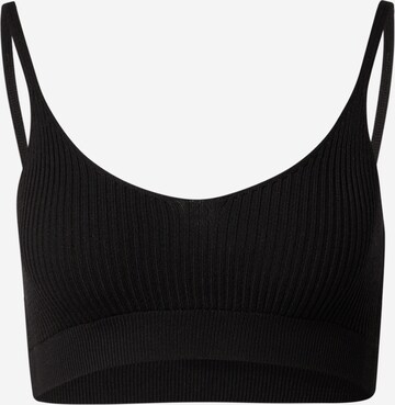 Nasty Gal Bralette Knitted Top in Black: front
