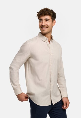INDICODE JEANS Regular fit Button Up Shirt 'Kamby' in Beige