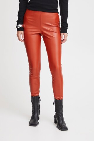 ICHI Slimfit Leggings 'Comano Le2' in Rood: voorkant