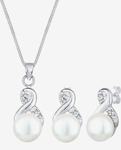 ELLI Parure de bijoux 'Infinity' en argent / blanc perle, Vue avec produit