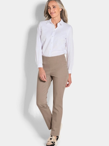 Goldner Slimfit Bandplooi jeans 'Louisa' in Beige