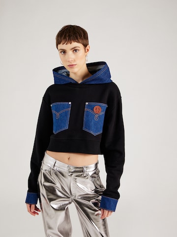 Moschino Jeans Sweatshirt in Zwart: voorkant