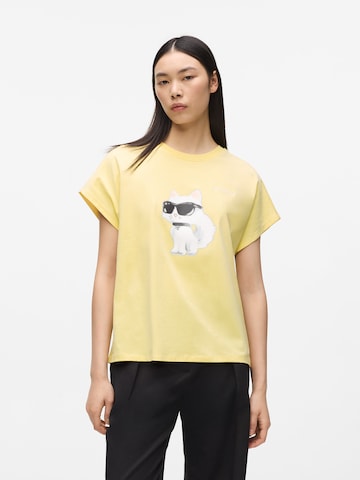 Karl Lagerfeld - Camiseta 'Ikon Choupette' en amarillo: frente