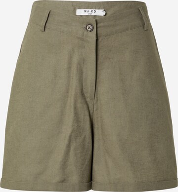 NA-KD Regular Trousers in Green: front