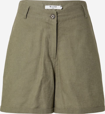 NA-KD Regular Pants in Green: front