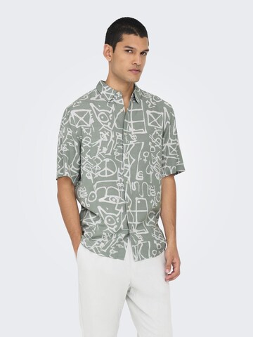 Only & Sons Slim fit Overhemd 'ONSBud' in Groen: voorkant