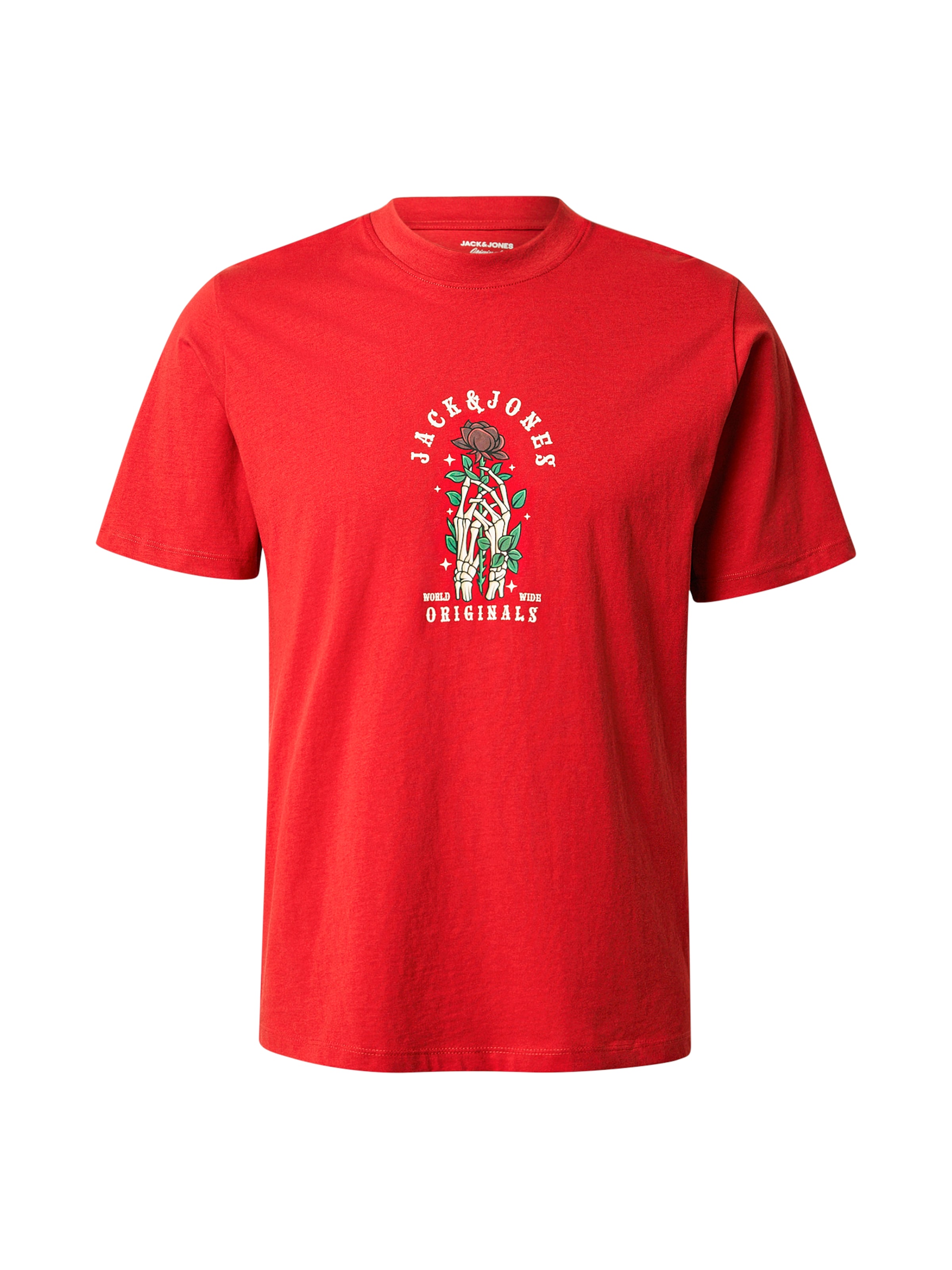 JACK & JONESMajica 'JORCATSKILLS SKULL' - crvena boja: prednji dio