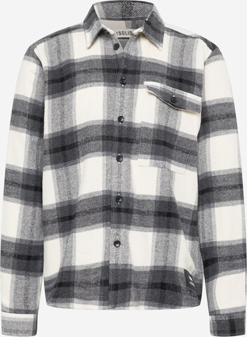 !Solid Button Up Shirt in Grey: front