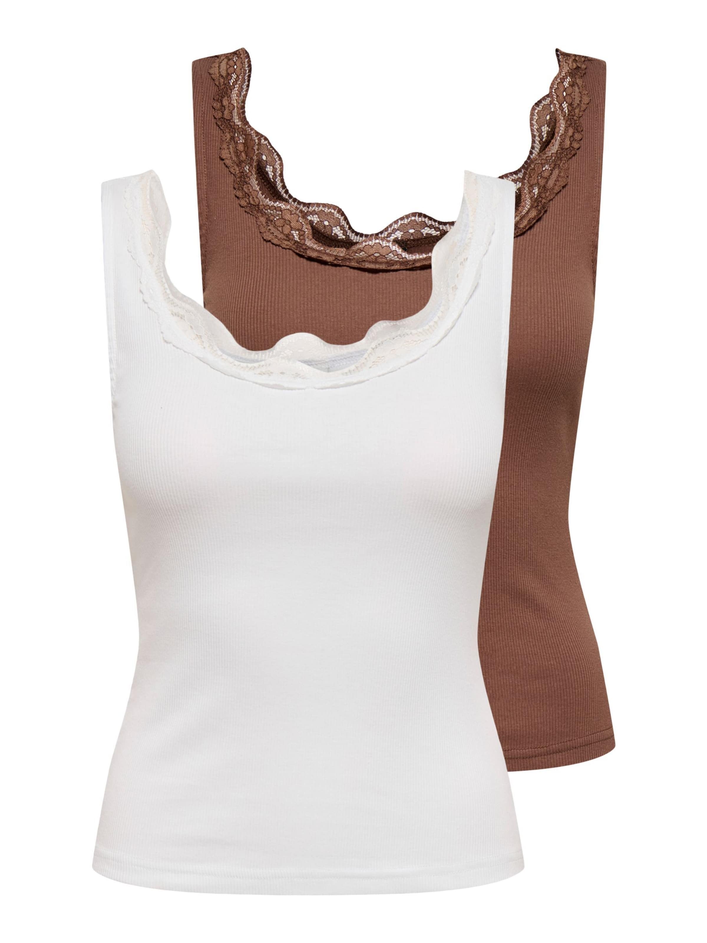 ONLY Top 'ONLTine' in de kleur Bruin / Wit, Productweergave
