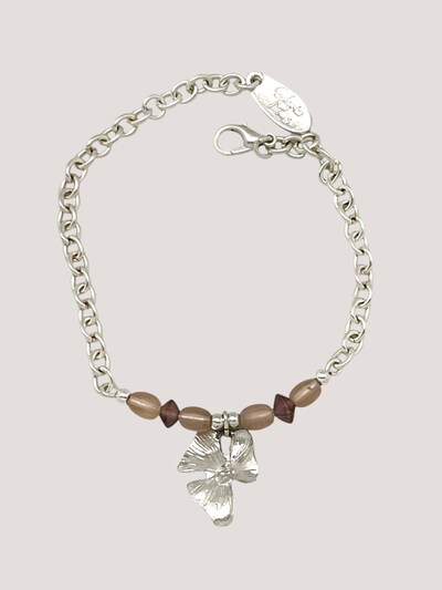 Braccialetto 'Romantic chain bracelet silver flower pendant 10µ & roses' in One Size Gloria Mago di colore rosa, Visualizzazione prodotti