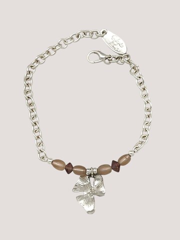 Gloria Mago Bracelet 'Romantic chain bracelet silver flower pendant 10µ & roses' in Pink: front