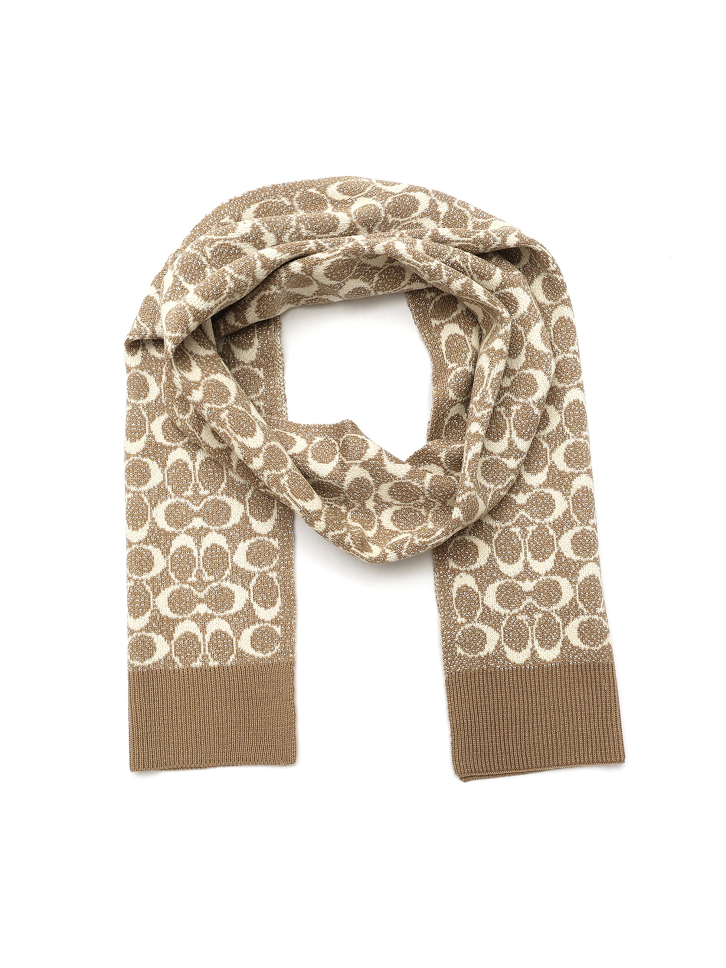 bēšs COACH Šalle 'METALLIC SIGNATURE C SCARF': no priekšpuses