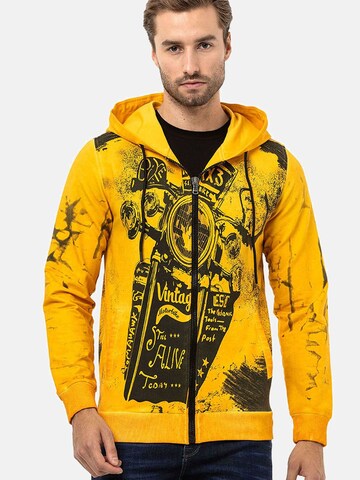 CIPO & BAXX Zip-Up Hoodie in Yellow: front