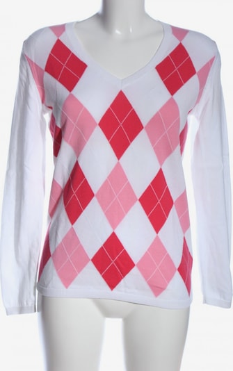TOMMY HILFIGER V-Ausschnitt-Pullover in M in pink / weiß, Produktansicht