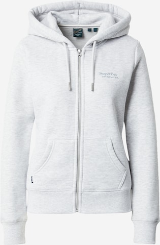 Superdry Zip-Up Hoodie 'Essential' in Grey: front