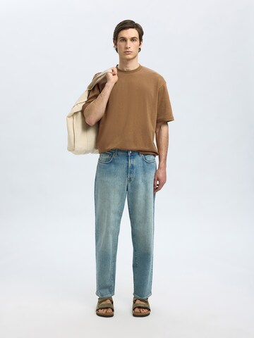 SELECTED HOMME Футболка 'SLHOSCAR' в Коричневый