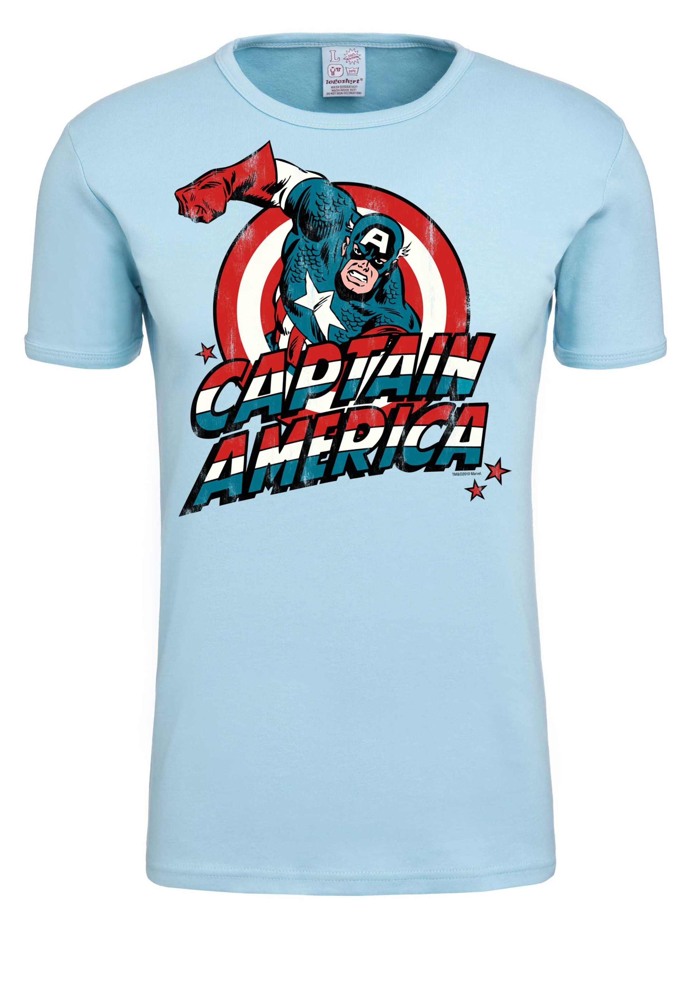 LOGOSHIRT Shirt 'Captain America' in Blue: front