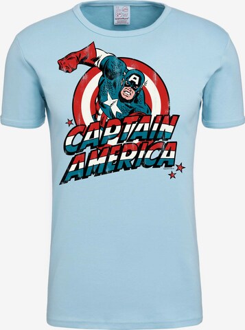 LOGOSHIRT Shirt 'Captain America' in Blauw: voorkant