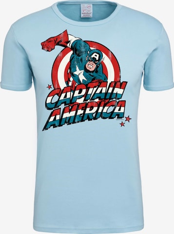 LOGOSHIRT Shirt 'Captain America' in Blauw: voorkant