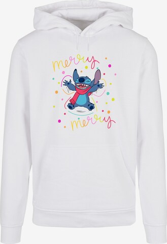 ABSOLUTE CULT Sweatshirt 'Lilo And Stitch - Merry Rainbow' in White: front