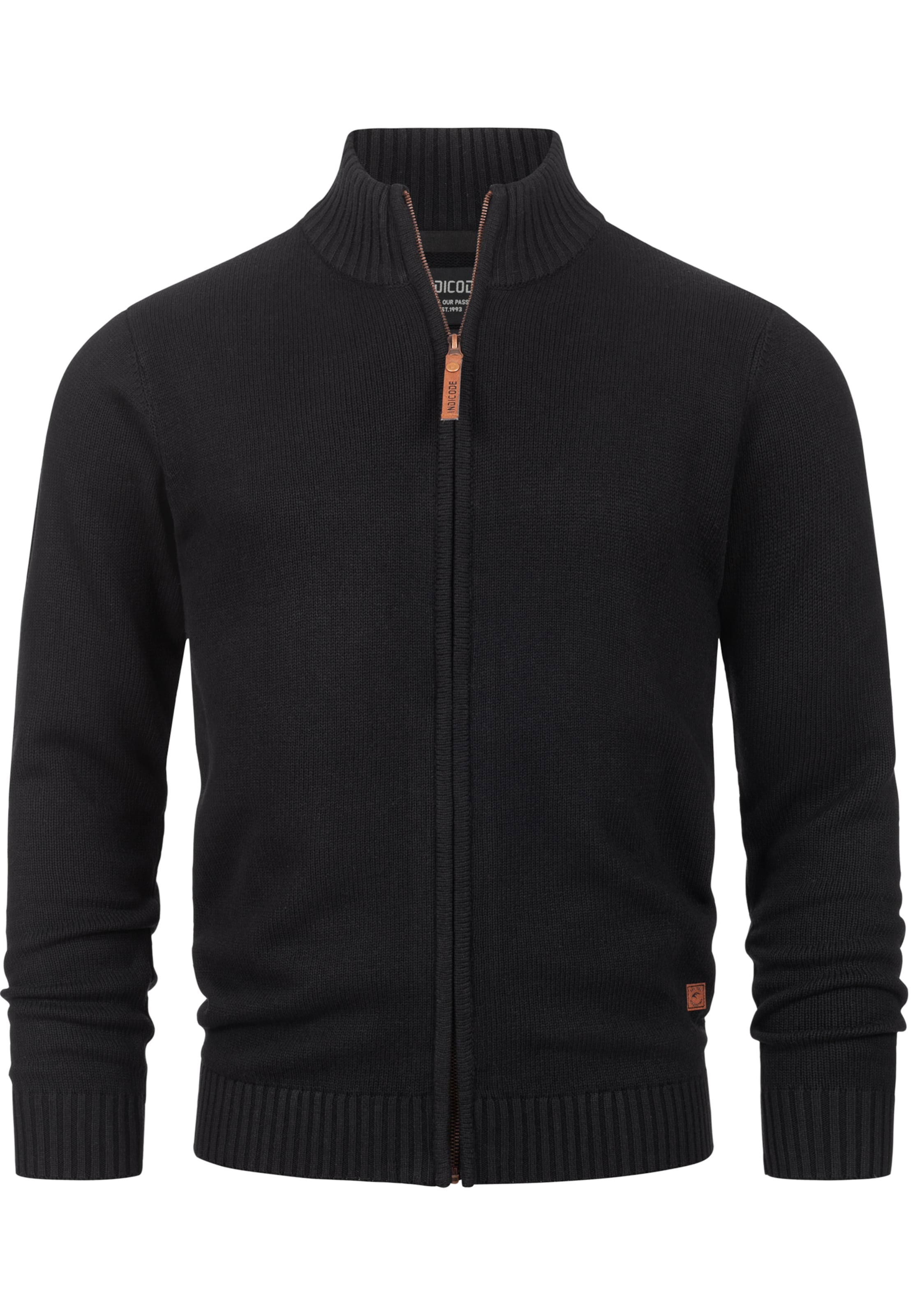 INDICODE JEANS Strickjacke 'Lut' in Schwarz: Vorderseite