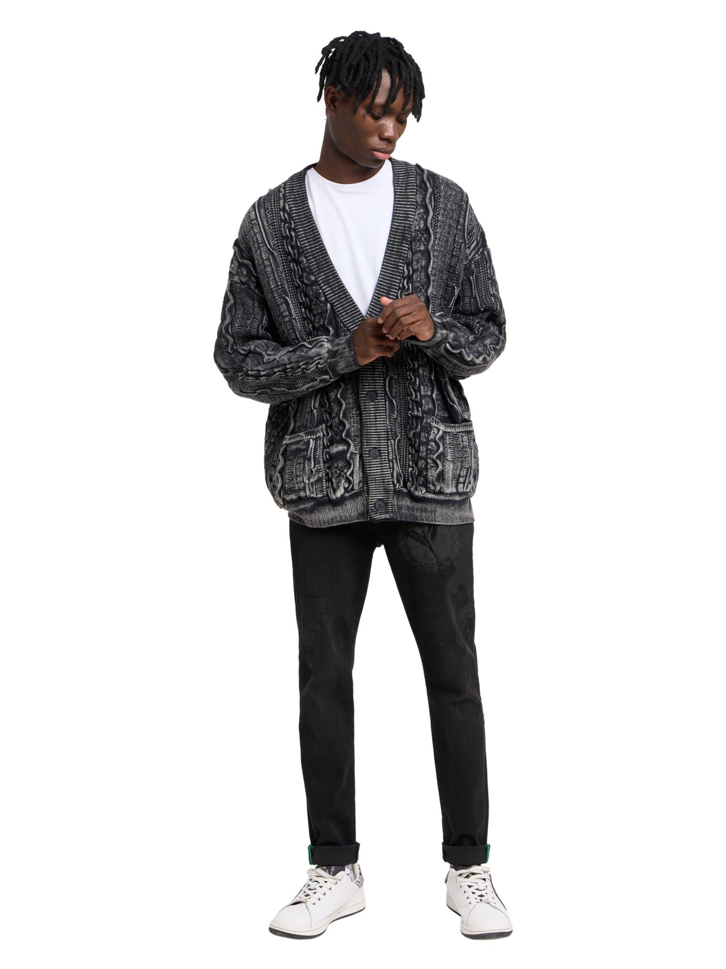 Carlo Colucci Knit cardigan 'Fant' in Black