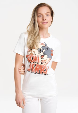 LOGOSHIRT Shirt 'Tom & Jerry' in Wit: voorkant