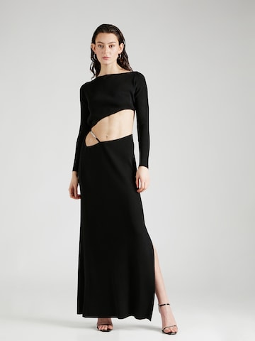 GCDS Плетена рокля в черно: отпред