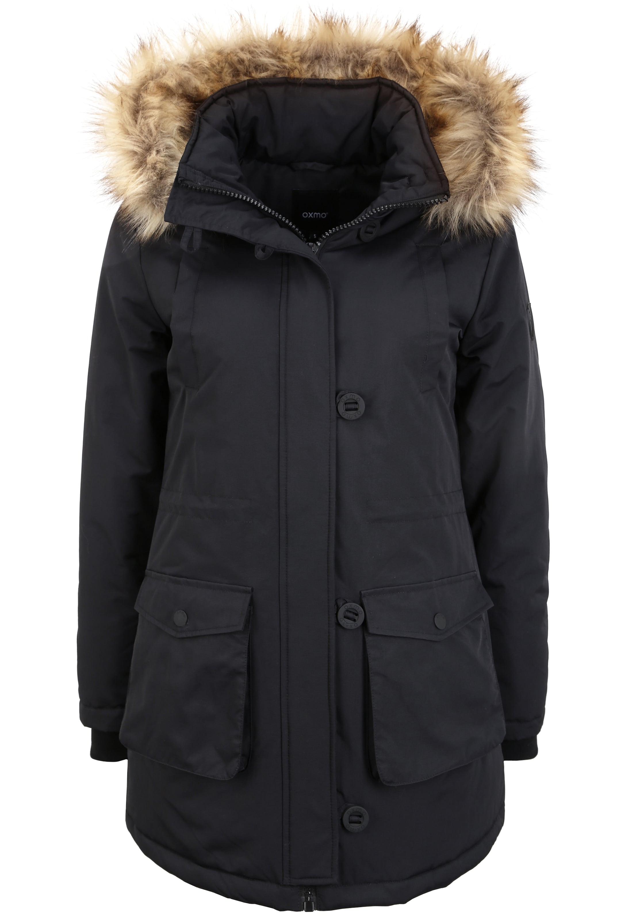Oxmo Parka  'Acta' in Schwarz: Vorderseite
