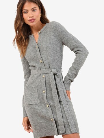 Lipsy Lipsy Mini Belted Buttoned Long Sleeve Knitted Dress Standard Regular Fit in Grau: Vorderseite