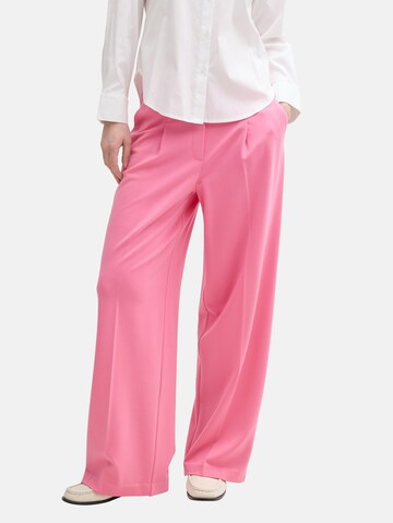 TOM TAILOR Wide leg Pleated Pants 'Lea' in Pink: front