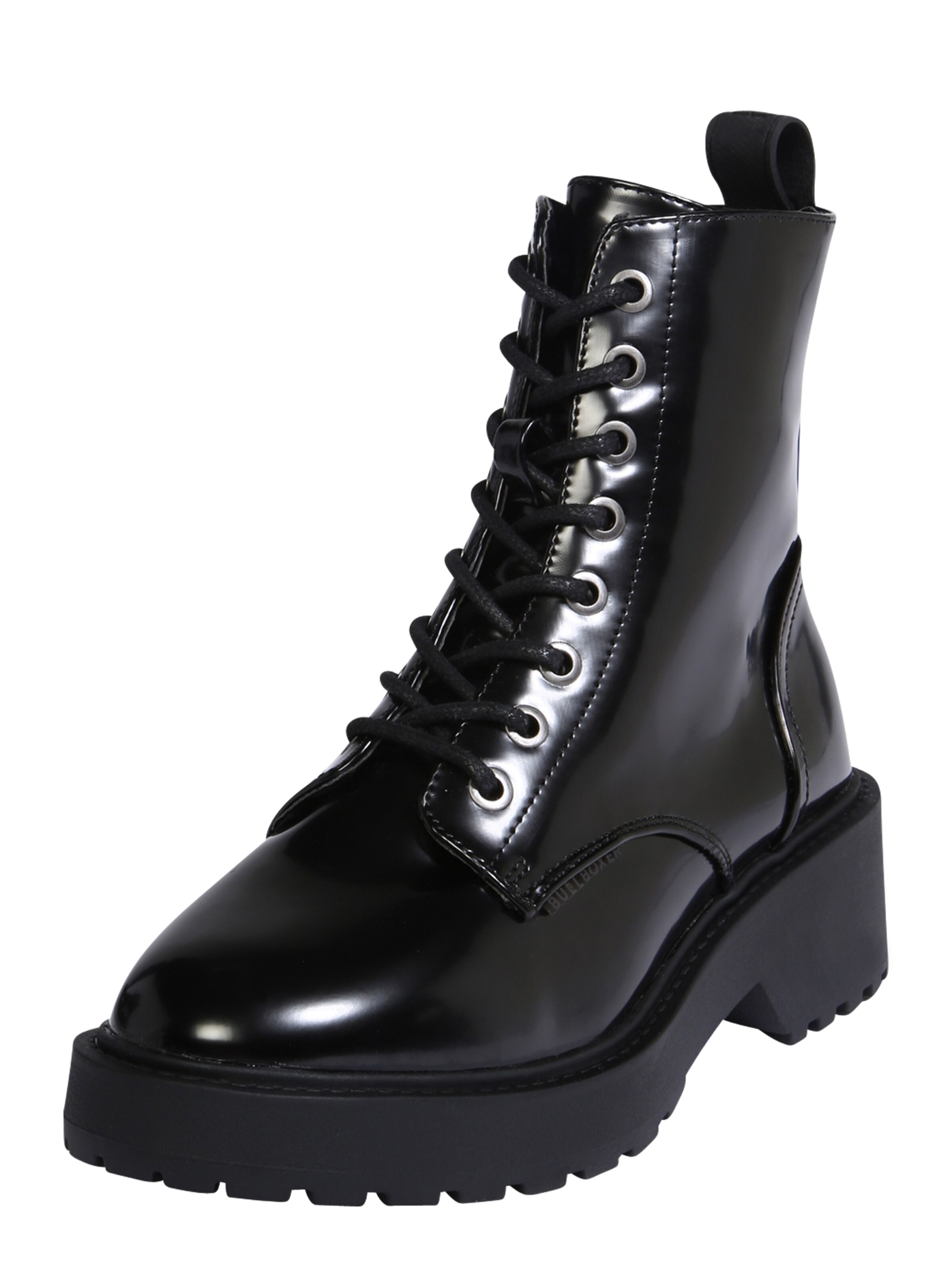 BULLBOXER Lace-Up Ankle Boots in Black: front