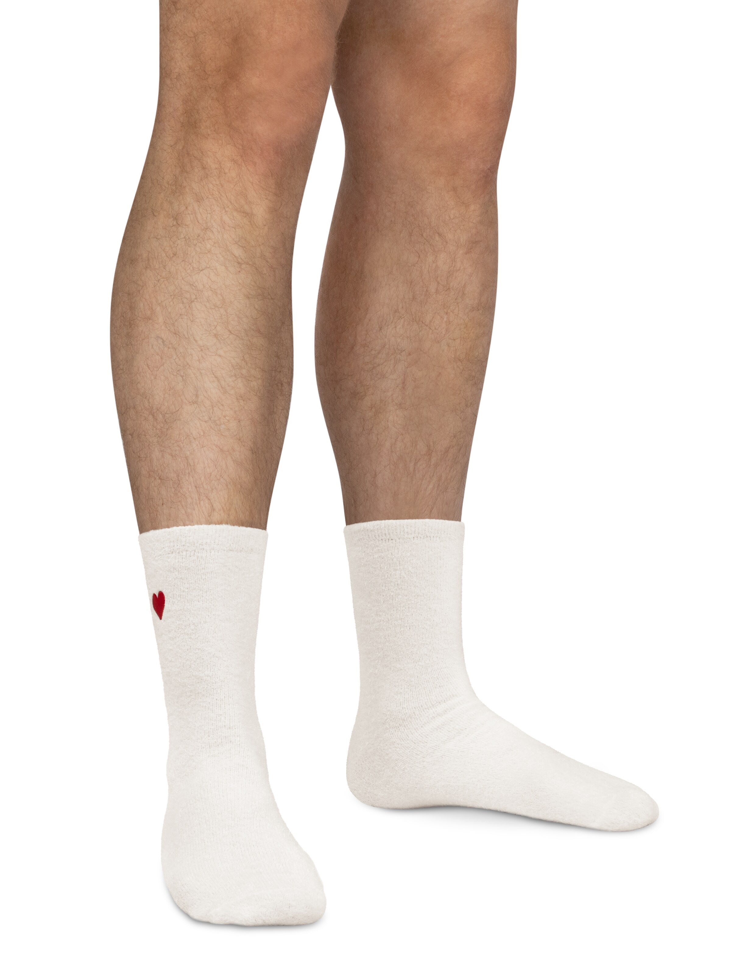 Calzino 'Kuschelsocken mit Icon Stickerei Herz Avocado Banane' di Circle Five in bianco